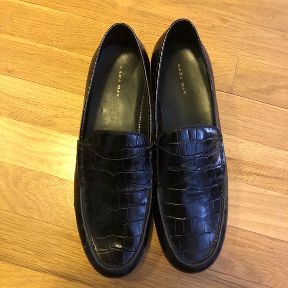 Black Snakeskin Loafers Zara Men 